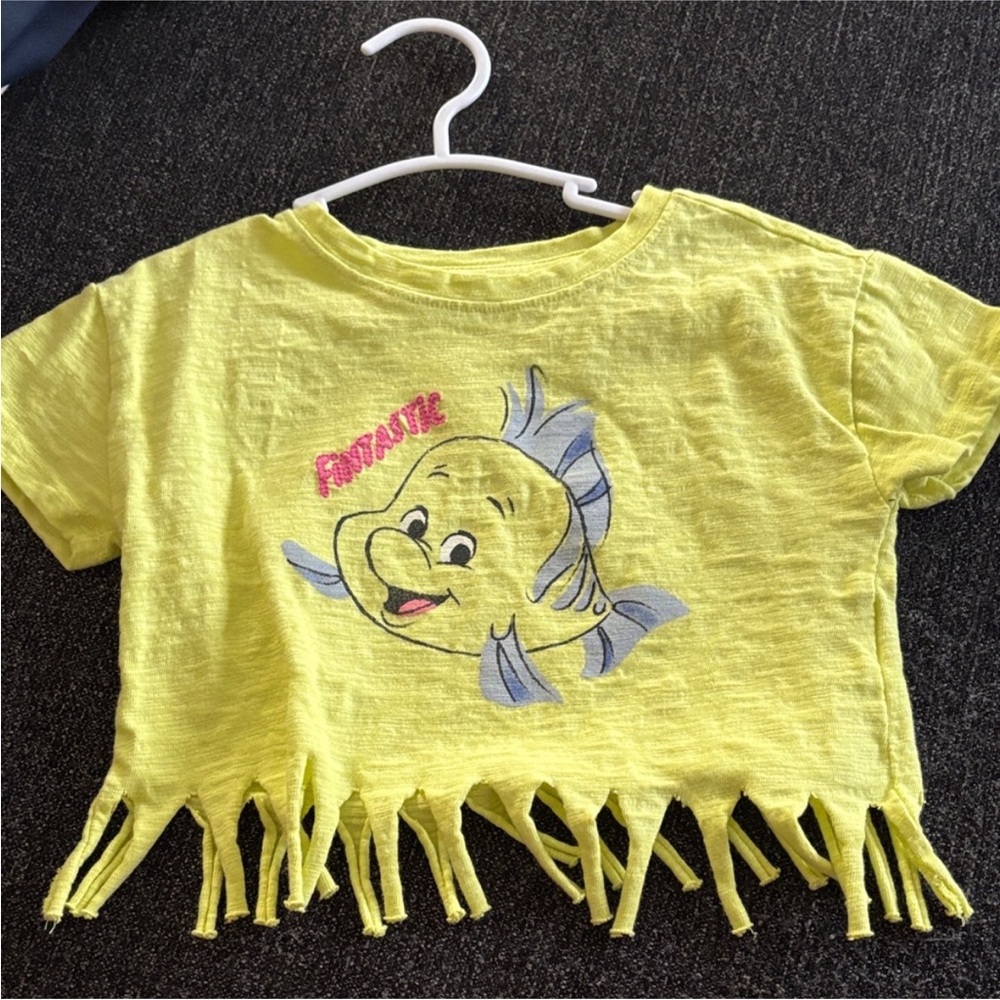 Disney Yellow Fringe Tee with Fish Graphic